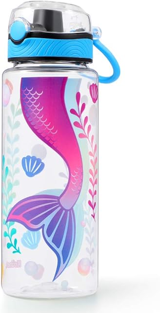 Home Tune Cute Water Bottle, BPA FREE Tritan, Leak Proof, Easy Clean, Carry Handle, 680ml - Mermaid