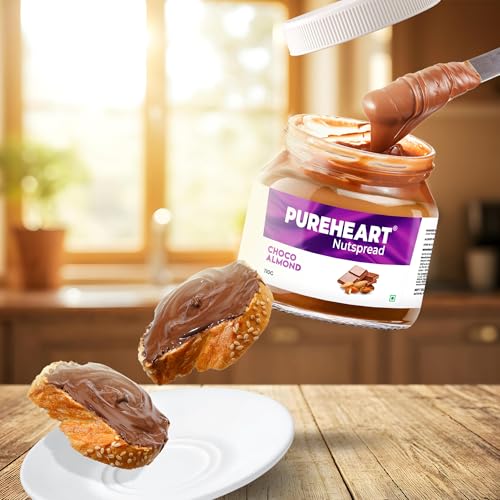 Image of Pureheart Choco Almond Nut Spread (110 gm) Delicious, Smooth and Creamy Snack, Nutty Chocolate Almond Spread for Breakfast