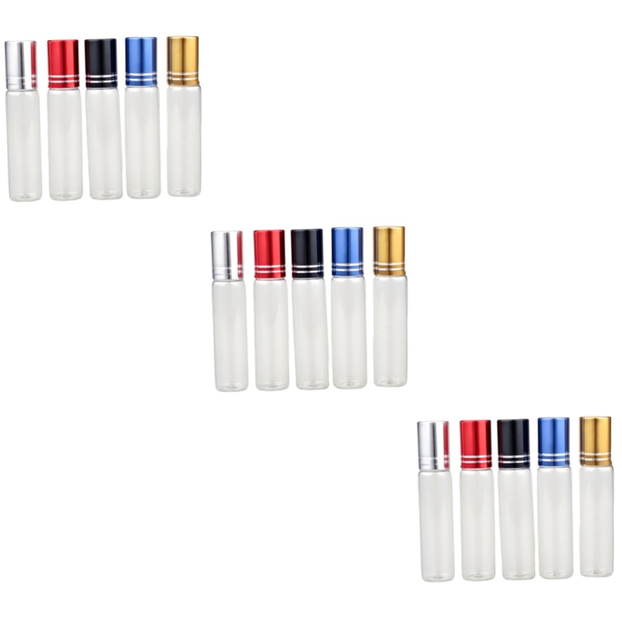 Beaupretty 15pièces Bouteilles De Verre Pour Huiles Essentielles De Flacons Avec Bille Noir Bleu Rouge Pour Échantillonnage Et Voyage