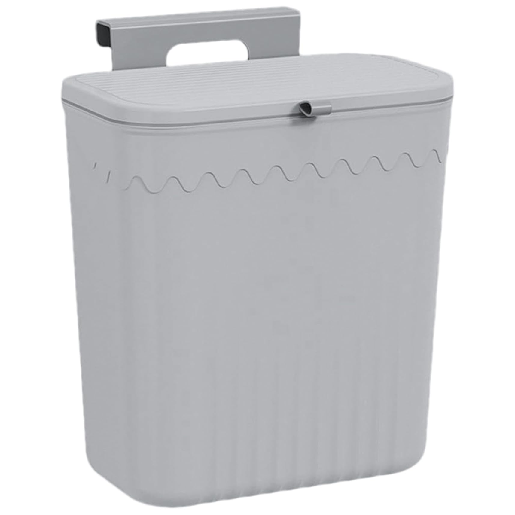 Cubo de basura colgante de plástico gris para colgar en la pared, con tapa a prueba de fugas y boca ancha, contenedor de residuos de alimentos para puerta de armario de cocina