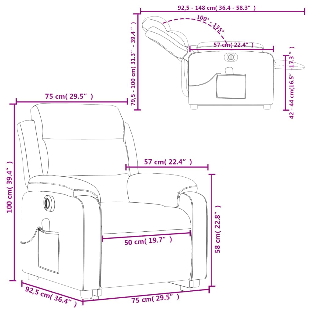 Sillón de masaje eléctrico con ayuda para levantarse, color rojo vino, silla tapizada de terciopelo con masaje de vibración de 6 puntos y función reclinable, amplio asiento, reposabrazos
