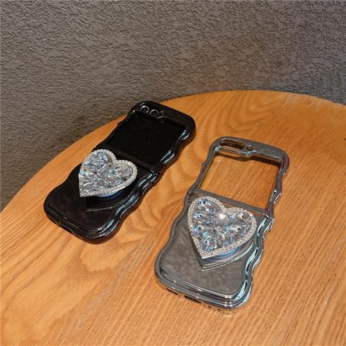 Coque Samsung Z Flip 5 ondulée effet laser et support perles - 2