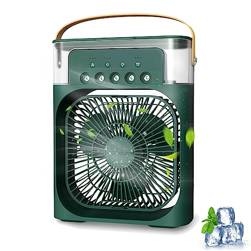 Image of TRIDEO Portable Air Conditioner Fan Mini Evaporative Cooler with 1 /2 /3 Timer, 3 Wind Speed, and 3 Spray Mode,Rechargeable Fan-Green SA013 Multicolor