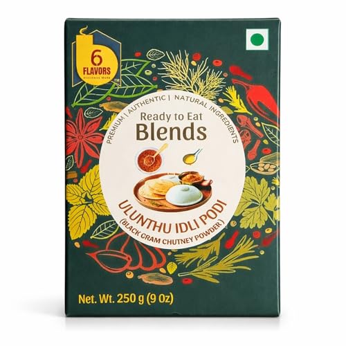 Image of 6Flavors Ullundhu Podi Powder 250g | Black Gram Podi Powder | South Indian Chutney Powder for Idli, Dosa & Rice | Protein Rich Traditional Podi Masala | No Onion No Garlic No Preservatives