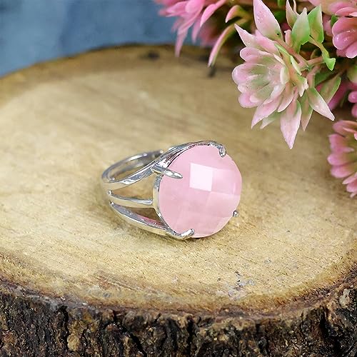 Image of Reiki Crystal Products Adjustable Rings, Round Cutting, Amethyst, Black Tourmaline, Goldstone brown, Green Jade, Lapis Lazuli, Opalite, Red Jasper, Rose Quartz, Tiger eye, Gemstone Ring