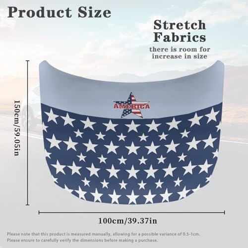 Image of Car Hood Cover Polyester Elastic Fabric Protector for Car Hood Waterproof Automotive Accessories for Most Automotive Sedans Pickup Trucks SUVs(Five-Pointed Star Flag Design)