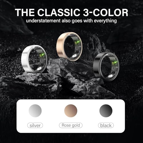 Image of Ustick Smart Ring Health Tracker, Fitness Sleep & Heart Rate Monitor Tracker Smart Ring, Waterproof Bluetooth Fitness Tracker Ring IP68 Waterproof (Black, 12)