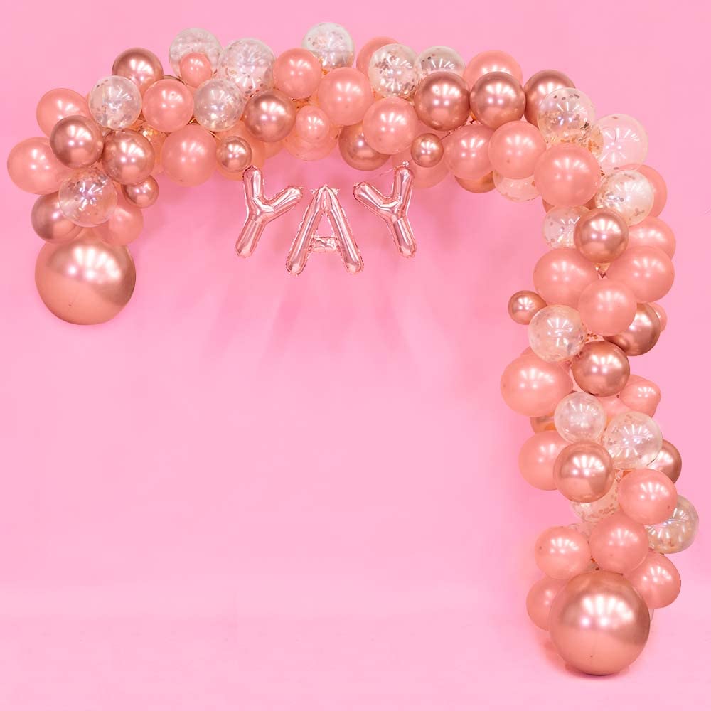 xo, Fetti Rose Gold Party Decorations DIY Balloon Arch - 16 ft, 140 pc kit | Bachelorette, Wedding, Birthday, Bridal Shower, Baby Shower, YAY