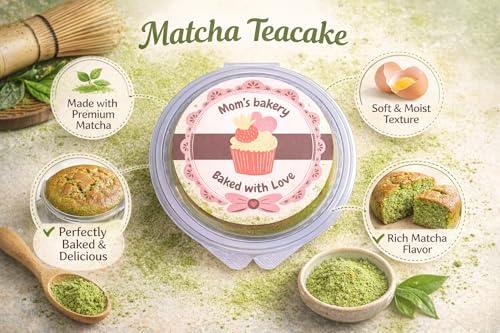 Image of MOM'S BAKERY Matcha Cake 250g | Soft & Moist Green Tea Sponge Cake | Freshly Baked Bakery Style Dessert | Rich Flavor Eggless | Soft & Moist Tea Cake | Made with Premium T45 Flour | Home Baked | No Egg, Vegetarian | Perfect for Tea Time & Snacking
