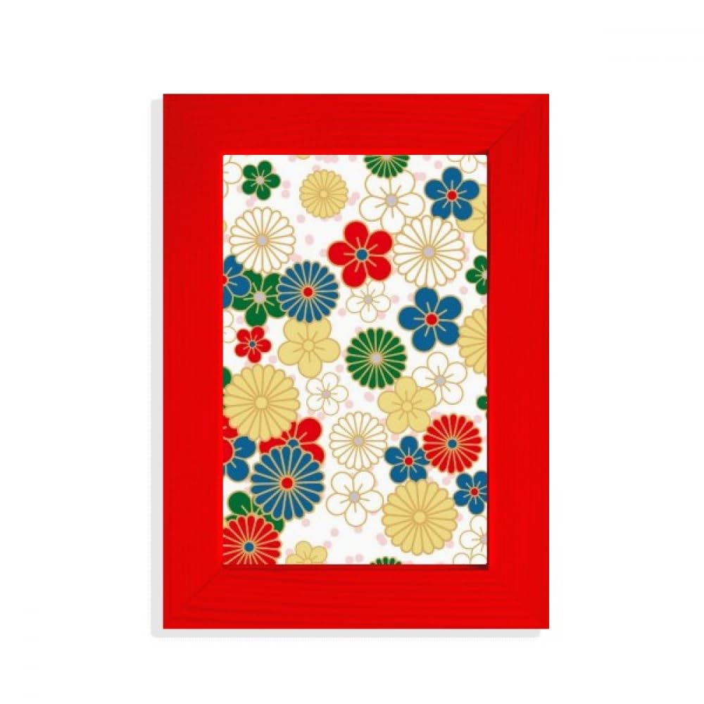 Cadre photo rouge style japonais Flowers Ukiyo-e pour décorer un salon
