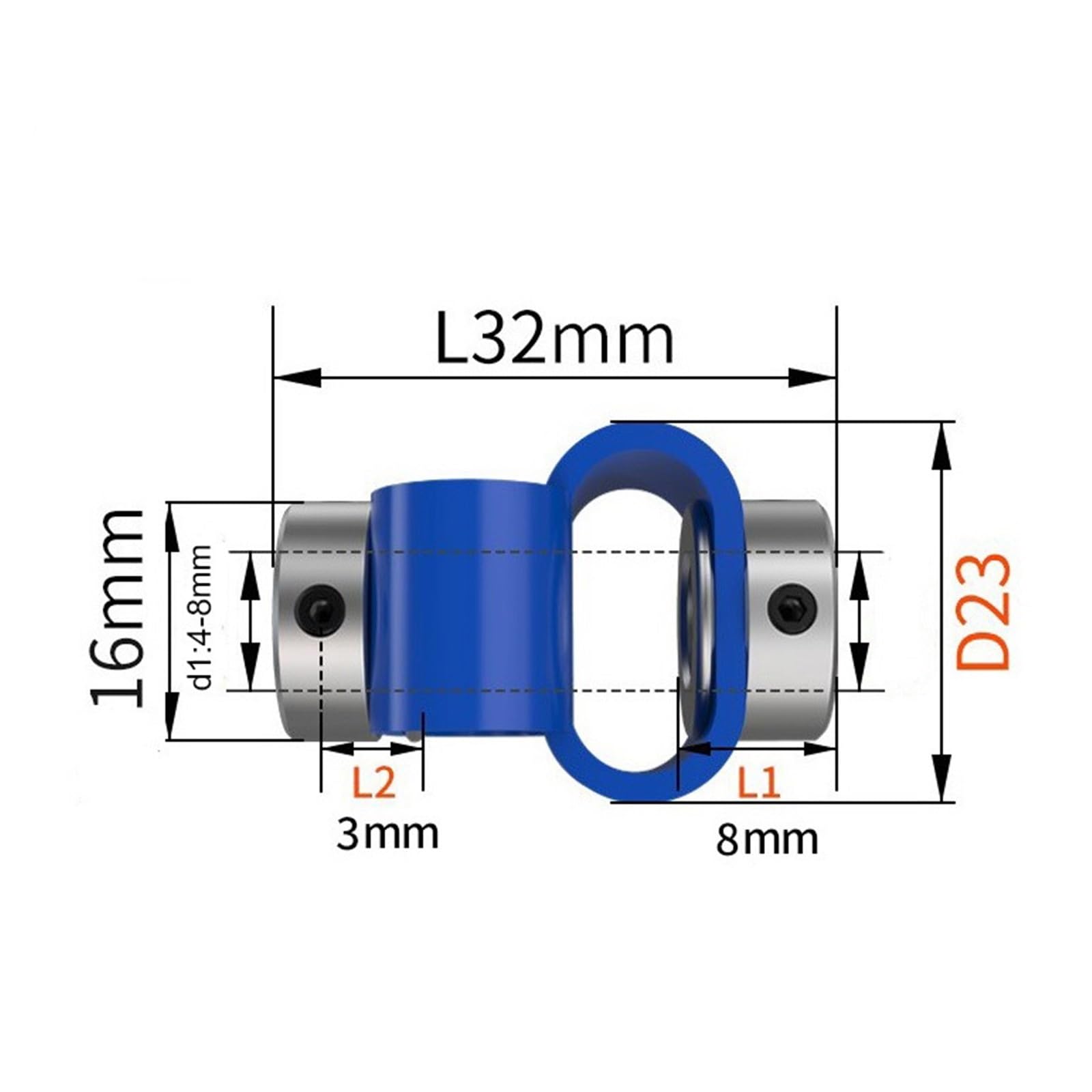 Accouplement D23L24 type S en plastique flexible excentrique déclinaison élastique moteur codeur coupleur en forme de 8 1 pièce(6x8)