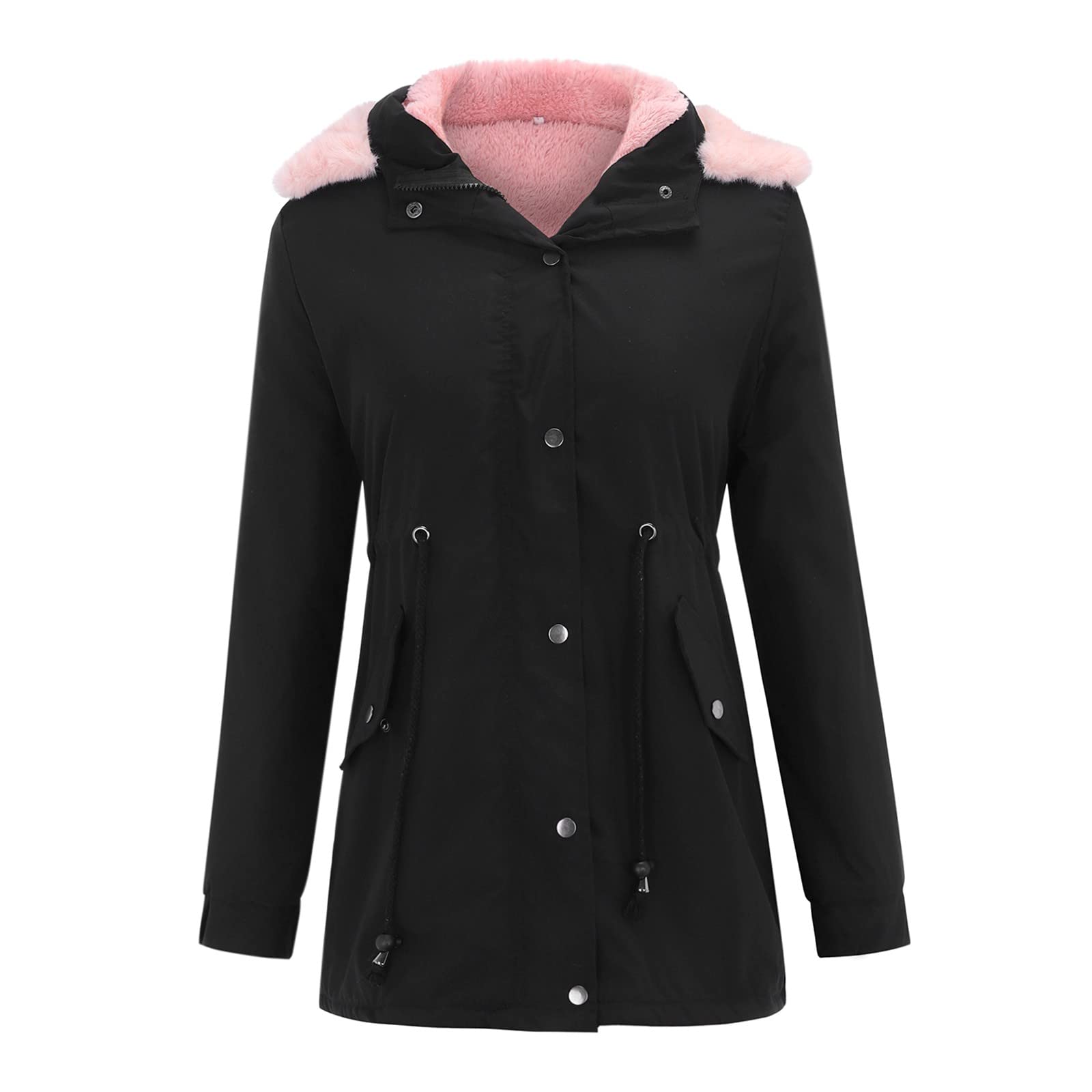 DeaAmyGline Winterjacke Damen Winter Jacke Parka Warm Fleece Gefüttert Wintermantel mit Fellkapuze Dicke Mantel Lang Kapuzenjacke Winterparka Baumwolljacke Jacken