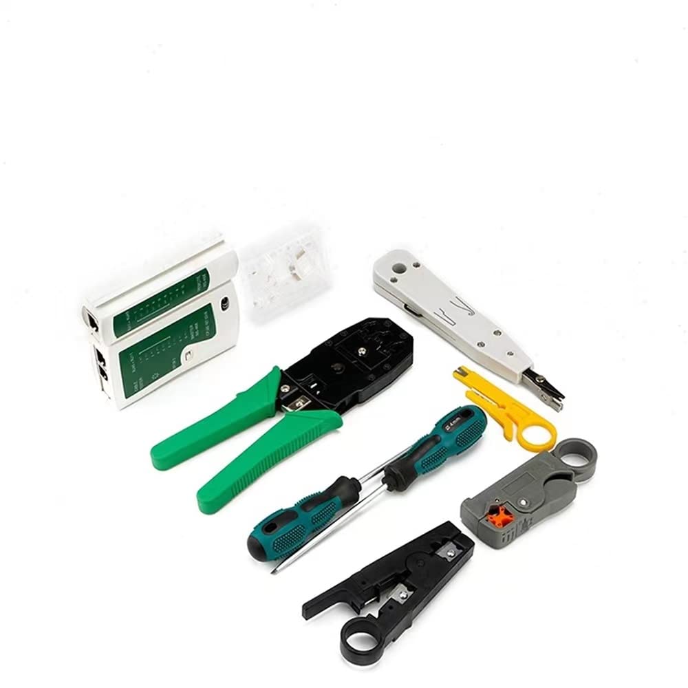 Juego de Herramientas de probador de Cables de Red Destornillador Pelacables Conector Kit de Herramientas de crimpadora de Red