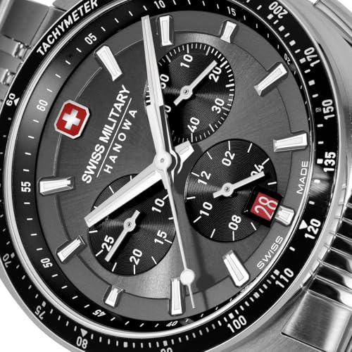 Image of Swiss Military Hanowa SMWGI0003302 Greyhound Chrono - Swiss Made Round Cool Grey Chronograph - Watch for Men