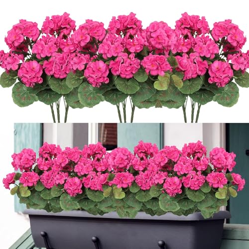 EHOTER Lot De 3 Géraniums Artificiels, Fleurs De Géranium Artificielles, Fleurs Artificielles Réalistes, Décoration De Printemps Décoration Extérieure Et...