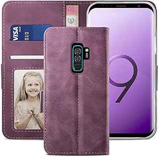 YATWIN Samsung Galaxy S9 Plus Case, Samsung S9 Plus Flip Wallet Leather Case with Card Slot and Shockproof Function Kickstand Phone Cases Cover for Samsung S9 + - Wine Red