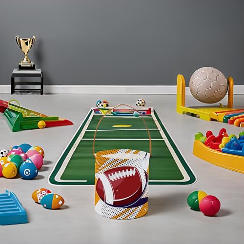Image of Football Easter Basket for Kids Baby Boys and Girls Cute Toy Storage Organizer Bin Box Easter Dinosaur Room Decor(Football)