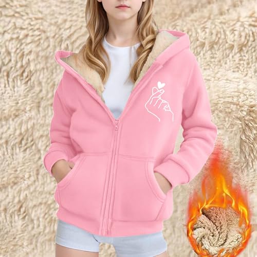 Heartbeat Graphic Zip Up Hoodie Girls Fleece Sherpa Lined Jacket Fall Winter Coat Casual Trendy Clothing with Pockets2