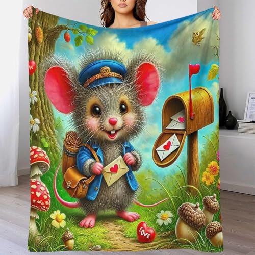 Plaid lit Souris 3D couverture chaude microfibre pour voyage et soirées canapé - 6