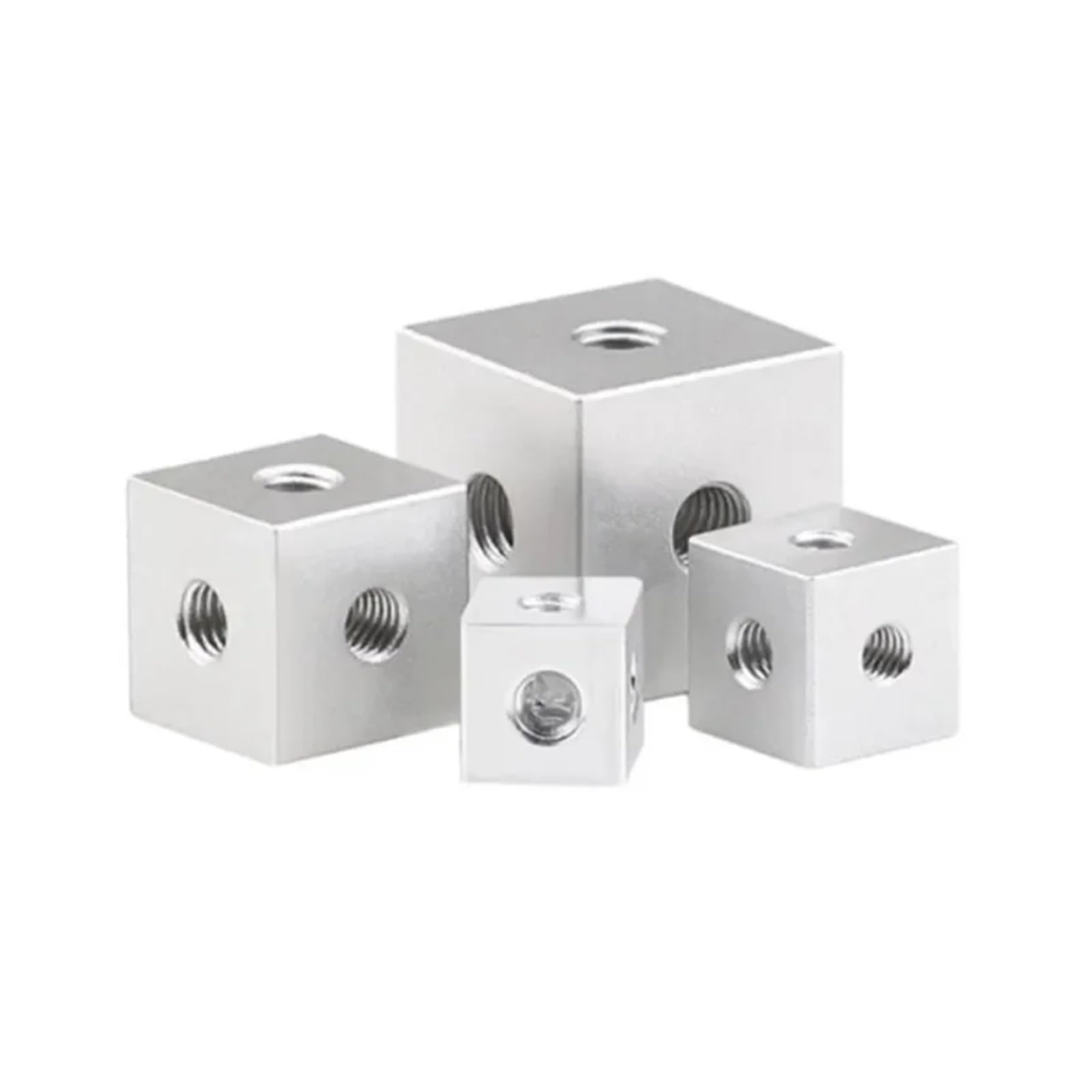 6 Lati M3 M4 M5 M6 Fori For Viti Dado Blocco Lega Di Alluminio Bloccaggio Collegamento Quadrato Staffa Fissaggio Piastra Filettata Cubo(Silver,4pcs-M6(20x20x20))
