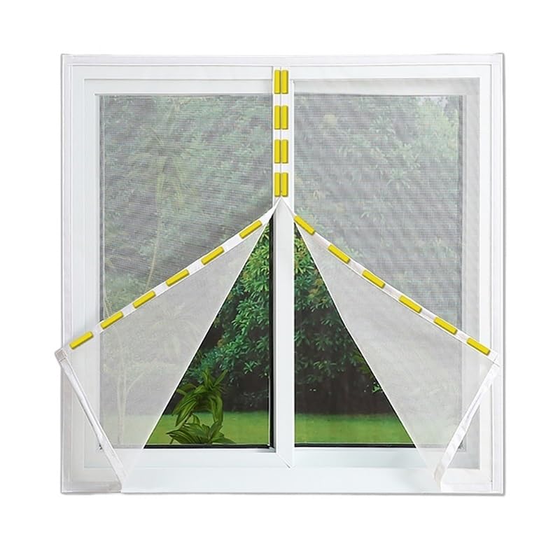 1 szt. Magnetyczna kurtyna powietrzna z moskitierą Niewidoczny pasek otwiera się od środka samochodu kempingowego(White,W120cm x h120cm)