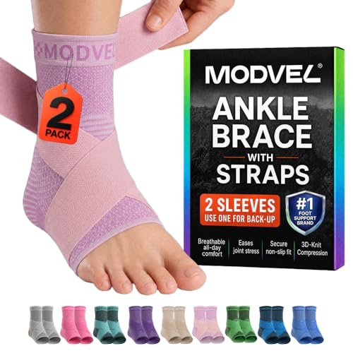 Image of Modvel Foot & Ankle Brace Socks with Adjustable Support Strap - Compression Sleeve for Sprained Ankle, Plantar Fasciitis Relief Tendonitis & Arthritis, Stabilizing Foot & Ankle Support for Women & Men