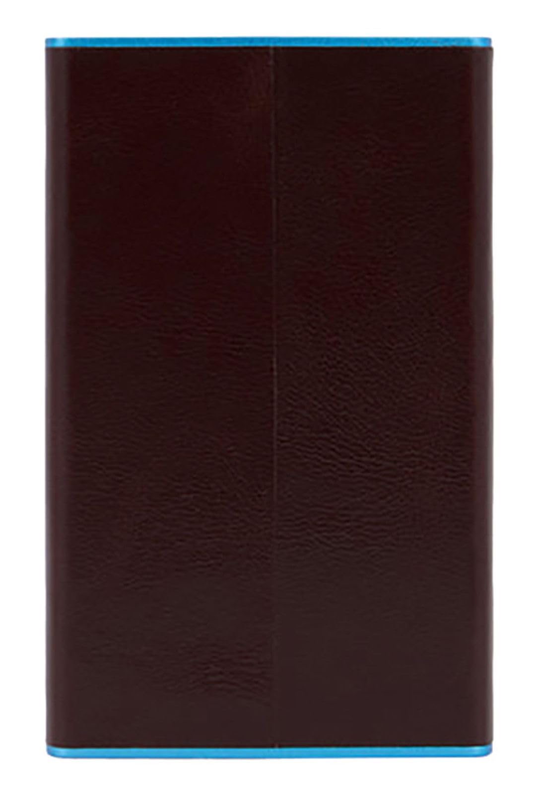 PIQUADRO – Portacarte Automatico - Blue Square – in Metallo e Pelle – Protezione RFID - Uomo – Colore Mogano