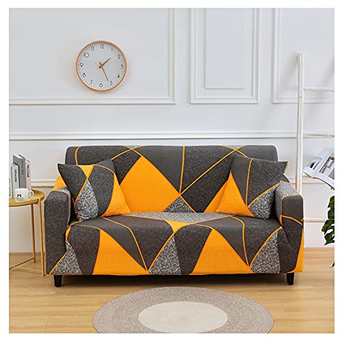 Hggzeg Sofa Cover, High Stretch Elastic Fabric 1 2 3 Seater Sofa Slipcover Chair Printed Couch Cover Non Slip Furniture Protector Cover, Machine Washable (3 Seater,Geometric)
