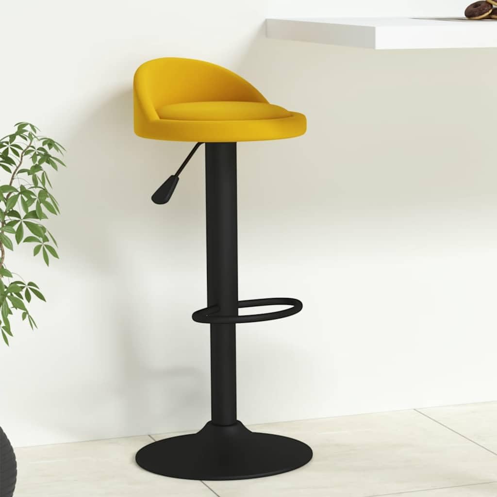 Taburete de bar de terciopelo amarillo con elevador de gas, altura regulable, giratorio, para mostrador, cocina, bistró, salón, moderno, vintage