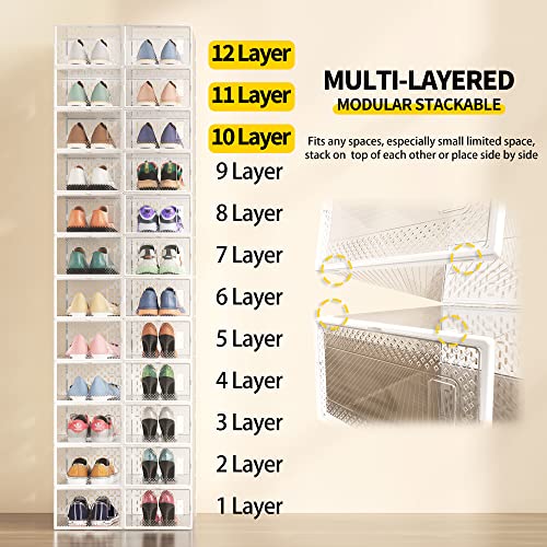 Upfoicxj 12 Pack Clear Stackable Shoe Boxes, Shoe Storage Organizer For Closet, Keep Shoes Safe And Organized With Clear Shoe Boxes #TOP5