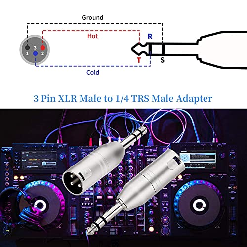 Mr.Gadget's Solutions XLR Male to 1/4" Male TRS Adapter Gender Changer - XLR-M to 6.3mm Stereo Coupler Adapters - 2 Pack - Image 2
