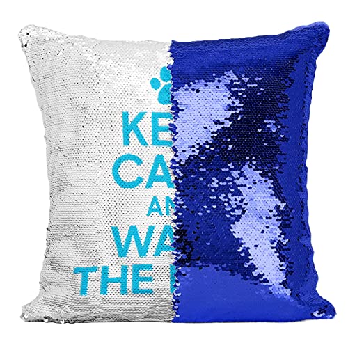Coussin sequin bleu réversible pour une décoration interactive