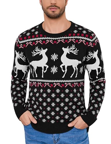 Litherday Weihnachtspullover Herren Christmas Sweater Strickpullover...