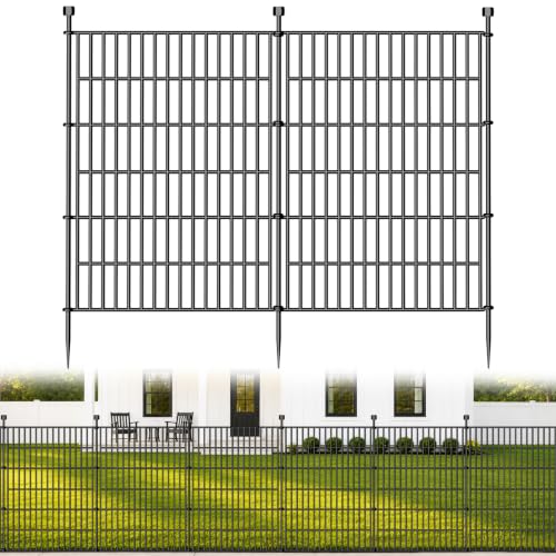 Image of No-Dig Decorative Outdoor Garden Fence for Yard, Animal Barrier Fencing for Dog | Rustproof Metal Temporary Fence for Patio, Pet and Flower Bed | 40in (H) x 11.8ft(L), 5 Panels
