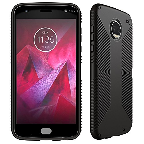 Speck Products Presidio Grip Cell Phone Case for Moto Z2 Force Edition, Black/Black