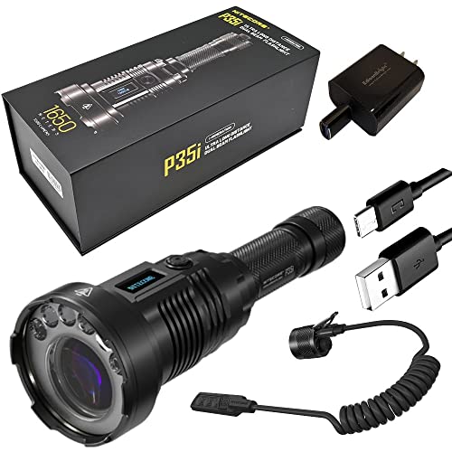 EdisonBright Nitecore P35i 3000 Lumen Rechargeable 1650 Meters Long Throw LEP Tactical Flashlight Brand Charging Adapter Bundle - EdisonBright