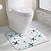Produktbild Uosliks rutschfeste weiche Flanell-Fun-Flugzeuge auf White Sky WC-Kontur Badezimmerteppich mit wasserabsorbierendem maschinenwaschbarem 15,7 x 19,3 Inc.