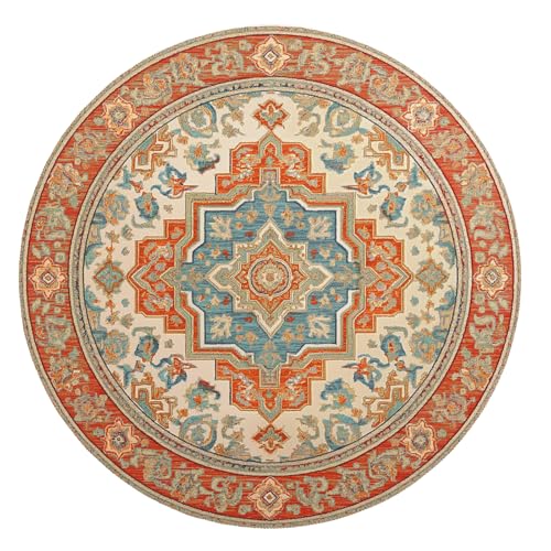 Tapete redondo lavable estilo boho 4ft miniatura 1