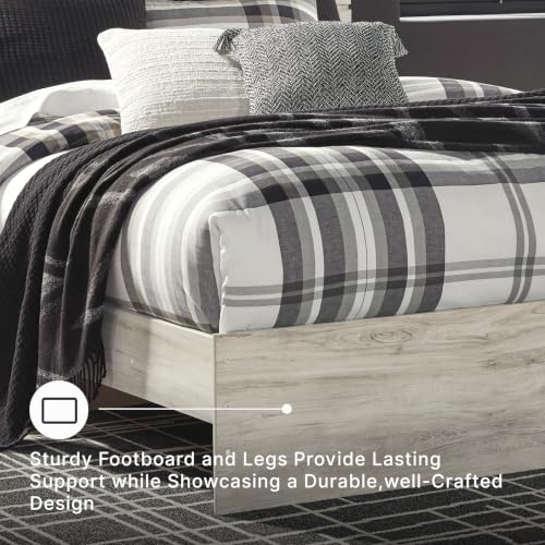 Image of Signature Design by Ashley Cambeck Queen Panel Bed Frame with Headboard, Built-in LED Lights and USB Ports, Engineered Wood and Decorative Laminate, for Master Bedroom or Guest Rooms, Whitewash