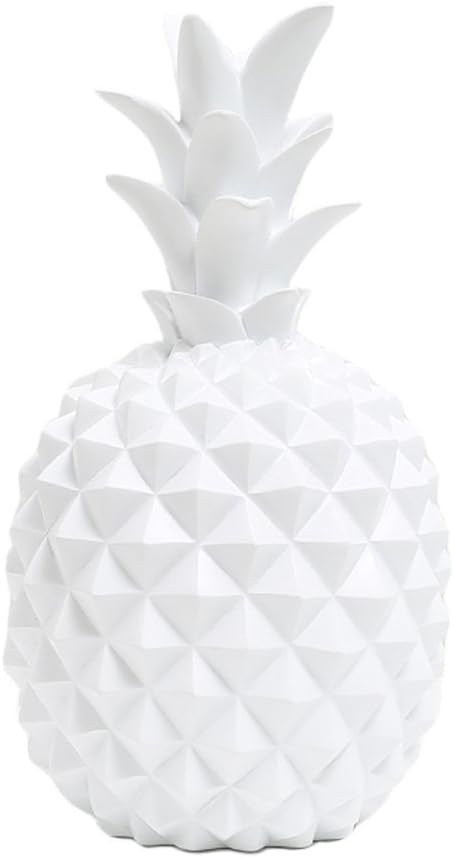 WAIT FLY 5.5 x 9.5 Inch Elegant Pineapple Shape Resin Piggy Bank Coin Bank Money Bank Home Decoration, White