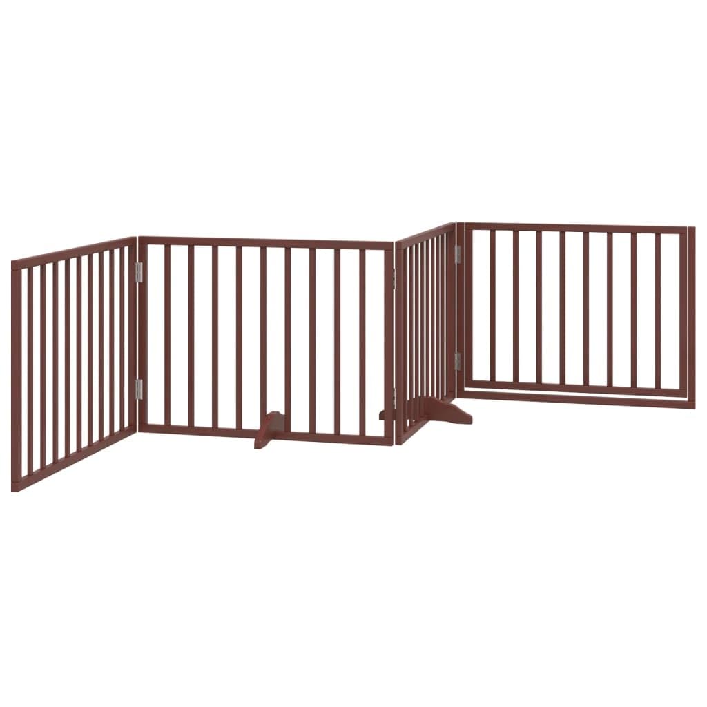 Rejilla para perros con puerta plegable marrón madera de álamo 320 cm, 4 paneles, plegable, protección de seguridad, ideal para perros, cachorros, entrenamiento, interior y exterior