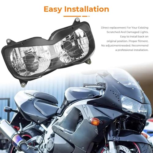 Phare avant moto CBR919RR ensemble optique premium avec coque ABS noire