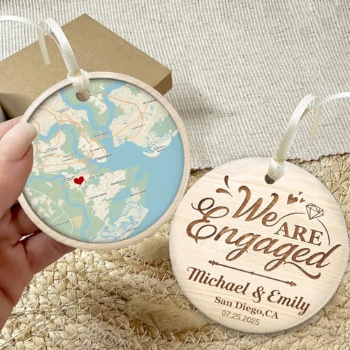 Personalized Location Map Ornament – Custom Engaged Couple Gift, Unique First Meeting Memory Ceramic Keepsake - Image 5