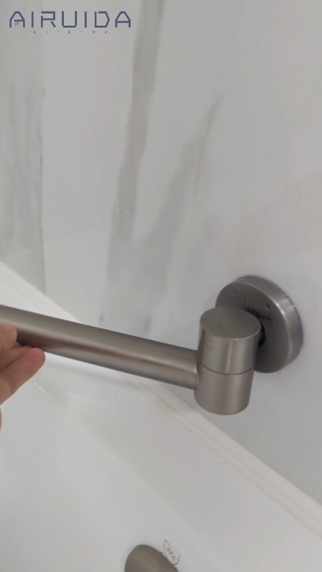 Conjunto de grifería para bañera Airuida 10", sistema de ducha con teleducha, negro mate | 3 funciones, válvula Rough-In incluida, pico de bañera de cascada, cabezal de ducha tipo lluvia miniatura 7