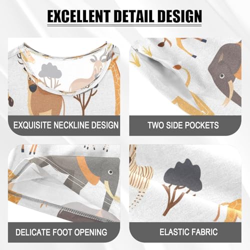 senya Short Sleeve Pajamas Sets Summer Cotton Sleepwear Lion Yellow Scarf Elephant4