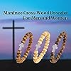 Manfnee 3Pcs Armband mit Kreuz 8mm natürlichen Holzperlen Männer Frauen Armband Phantasie Kruzifix Gebet Gelassenheit Elastisch #2
