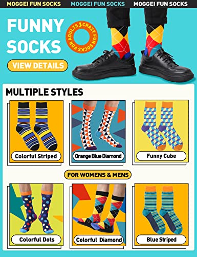 Image of MOGGEI Funny Socks for Men Women Fun Cozy Crazy Novelty Fashion Cotton Boot Breathable Printed 6 Pairs