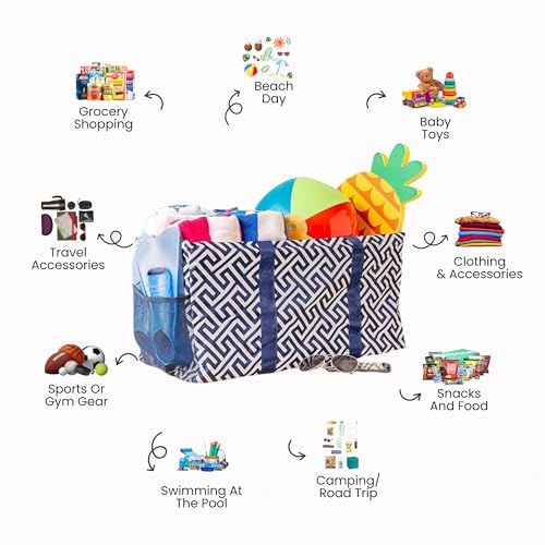 Image of Extra Large Utility Tote Bag - Oversized Collapsible Pool Beach Canvas Basket