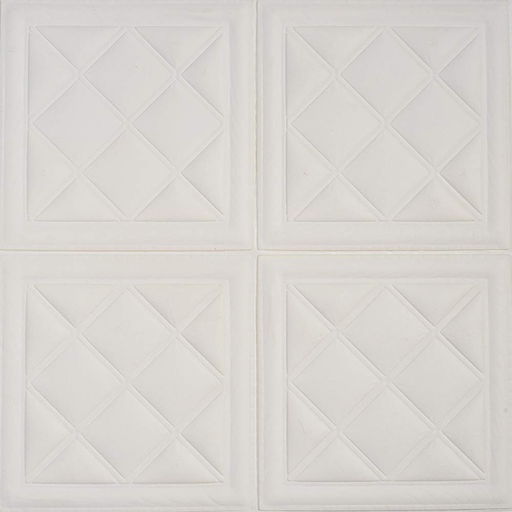 White 3D Foam Wallpaper,Self-Adhesive European Wall Sticker Soundproof Waterproof Wall Panels for Home Design and Room Decoration, 60x60 cm,30 pack 116.1 sq.ft