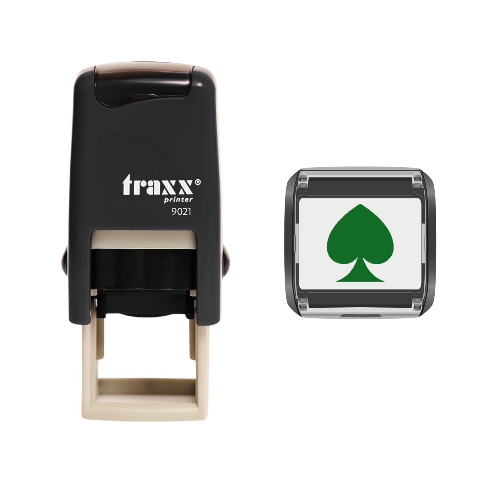 Traxx 9021 Loyalty Card Self Inking Rubber Stamp Business Casino Playing Cards *A Green Spades Design*